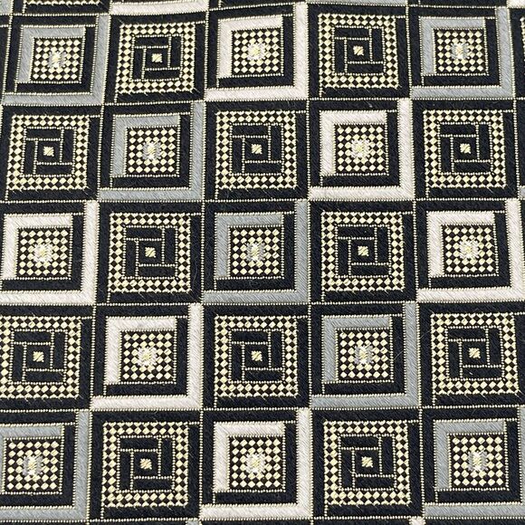 BURMA BIBAS 100% Silk Neck Tie 61" Long 4" Wide Metallic Geometric Print Grey - Picture 2 of 3